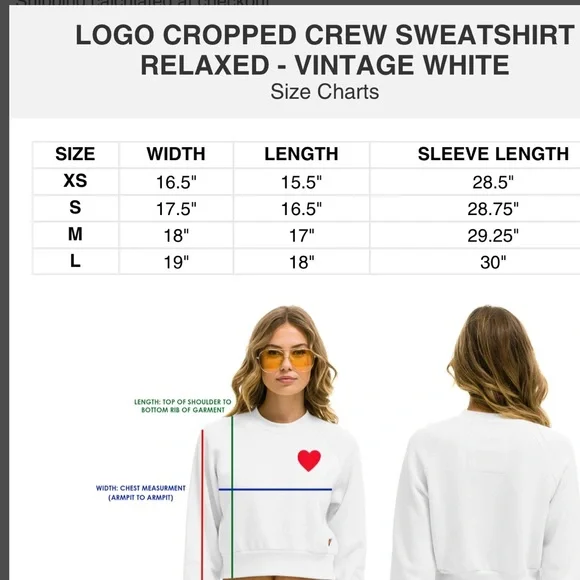 🏄‍♀️Aviator Nation LOGO CROPPED CREW SWEATSHIRT RELAXED -VINTAGE WHITE-Medium - Picture 11 of 11
